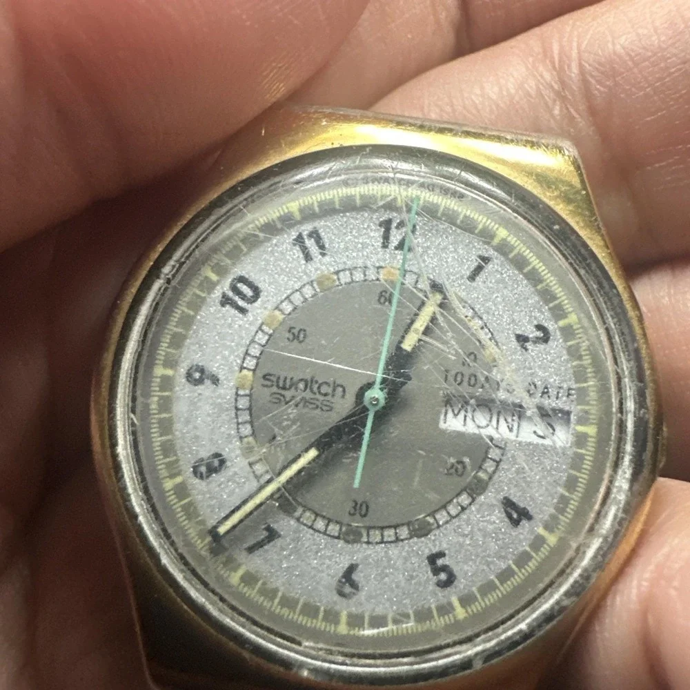 Works VTG 1988 Swatch‎ ALBATROSS GX700 34mm Swiss Watch Rare -Broken Band